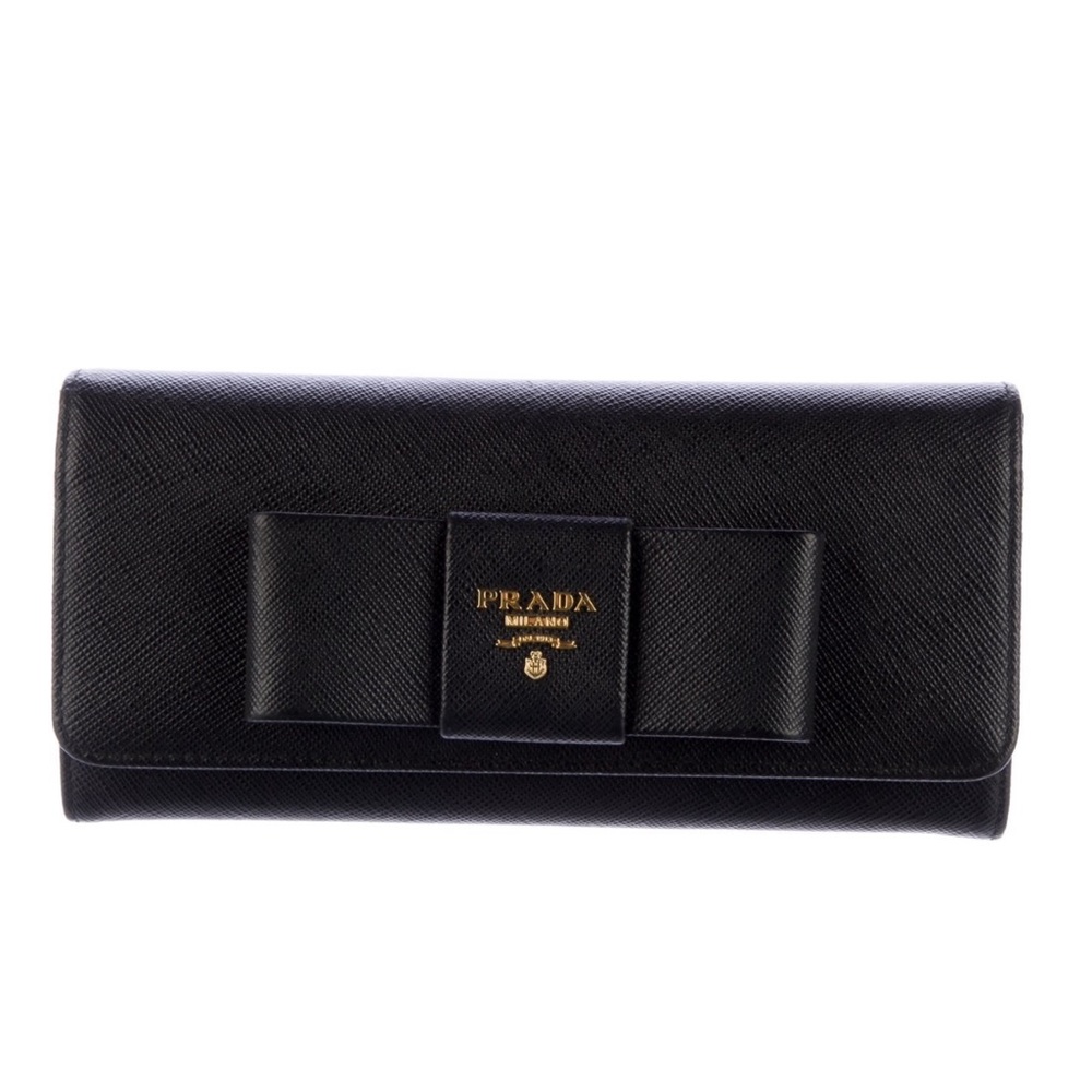 PRADA Milano Black Continental Wallet with Bow